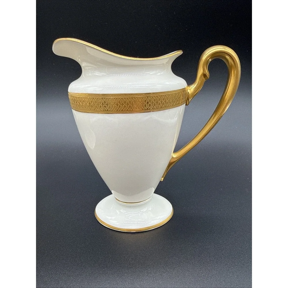 Lenox Ivory Fine China Gold Encrusted Creamer and Sugar Bowl Set 24k Gold Trim